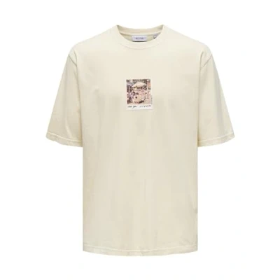 Image of ONLY &amp; SONS Men&#039;s Onsray Ovz Washed Ss Tee Vd T Shirt, Cloud Dancer, XL