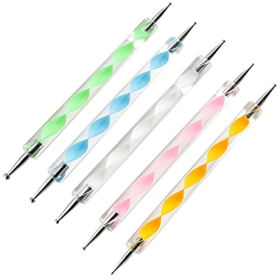 Image of 5PCS Nail Dotting Pen Marbleizing Painting Polish Carving Tool，Paint Manicure Dot Art Set Multi Colored