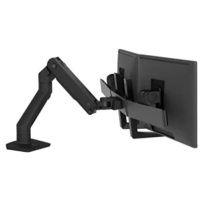 Image of Ergotron HX mounting kit (handle, articulating arm, desk clamp mount, grommet 2 pivots, hardware, extension part, hinge bow) for monitors matte black screen size: up to 32&quot;
