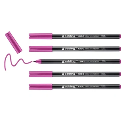 Image of edding 1300 colour pen medium pale violet 5 pens round nib 2 mm felt for drawing and writing school, mandalas, bullet journals