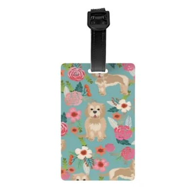 Image of Luggage Tags,PVC Name Tag Travel Suitcase Identifier ID Tags Durable Label,Cockapoo Cute Dog Floral