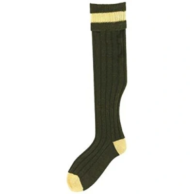 Image of Bisley Shooting socks Olive with Mustard detail stockings Size 8 to 10