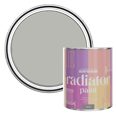 Image of Rust Oleum Grey Heat Resistant Radiator Paint in Satin Finish Tree 750ml