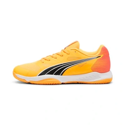 Image of PUMA Unisex Eliminate Turbo Indoor Court Shoe, Sun Stream Sunset Glow Black, 11.5 UK