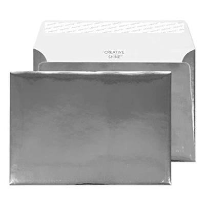 Image of Blake Creative Shine C5 162 x 229 mm 140 gsm Metallic Holographic Peel &amp; Seal Wallet Envelopes (EF391) Chrome Plated Effect Pack of 100