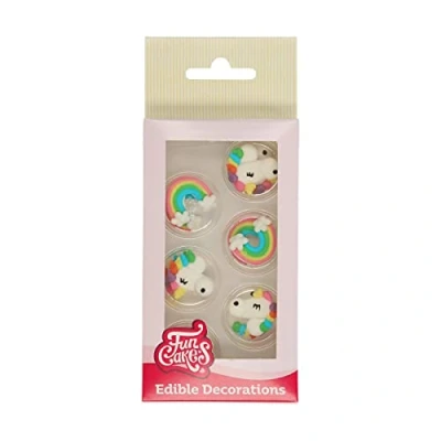 Image of FunCakes Sugar Decorations Unicorn &amp; Rainbow: Ready to Use for Cake Decoration, Perfect Magical Cupcakes, Muffins and more, Glutenfree certified, Set/12 Mix 11