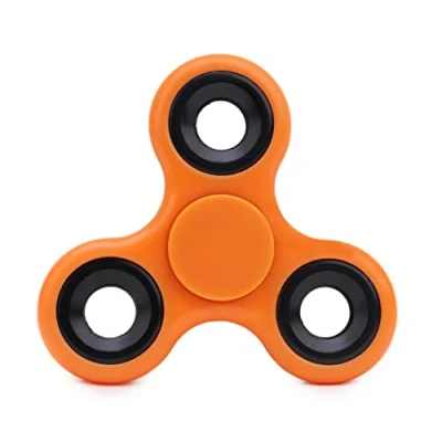 Image of Toyland® Fidget Hand Spinner Stress and Anxiety Relief 38 Designs To Choose From (Orange &amp; Black Rings)