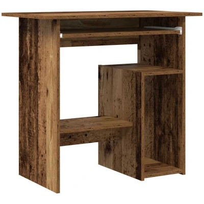 Image of vidaXL Desk Writing Table Brown Engineered Wood, Modern Office/Study with Storage Cabinet, 80x45x74 cm
