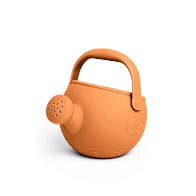 Image of Bigjigs Toys Apricot Orange 100% Silicone Childrens Watering Can Temperature &amp; Stain Resistant Kids, Easy Grip Handle, Sustainable Toys, Ideal Outdoor Beach