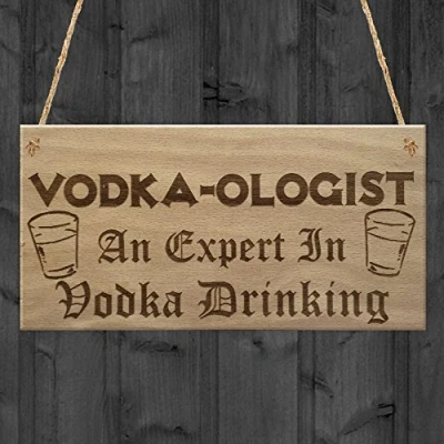 Image of RED OCEAN Vodka Ologist Funny Alcohol Man Cave Friend Gift Hanging Plaque Home Bar Sign
