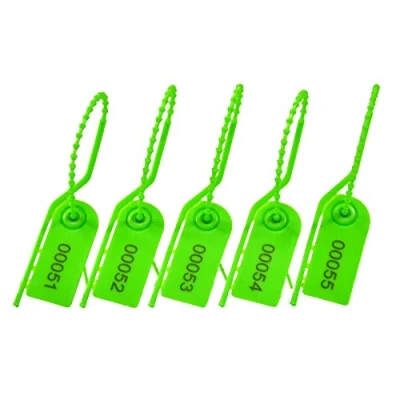 Image of Lzbignun 200pcs Plastic Tamper Seals for Fire Extinguisher Numbered Zip Ties Pull Tite Security Tags Breakaway Safety Tab First Aid Kit, Bag (Green)