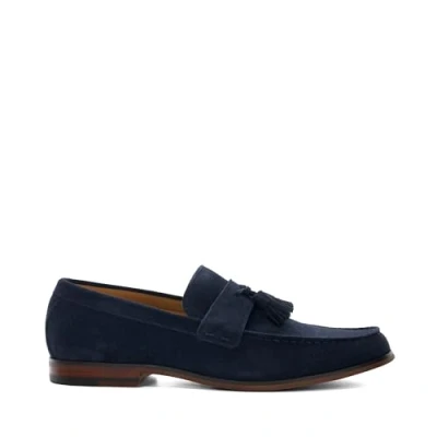 Image of Dune London Mens Blaikes Tassel Trim Loafers Navy Suede Size UK 12