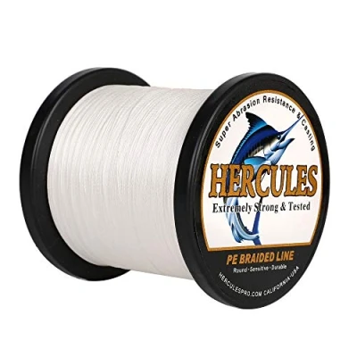 Image of Hercules Super Strong 500M 547 Yards Braided Fishing Line 90 LB Test for Saltwater Freshwater PE Braid Fish Lines 4 Strands White, 90LB (40.8KG), 0.50MM