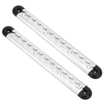 Image of QWORK® 2 x 30 cm aluminium airline rail with 4 end caps, load securing lashing rails for trucks and motorhomes