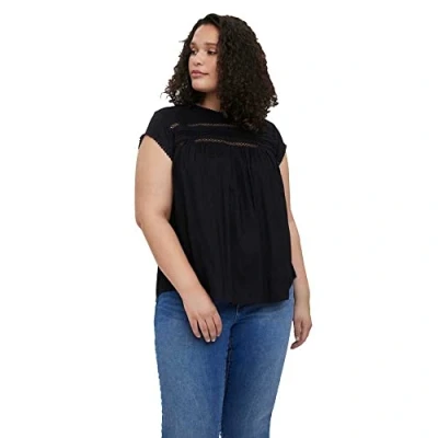 Image of VERO MODA Curve Women&#039;s VMDEBBIE Pleat S/L TOP WVN GA NOOS Blouse, Black, 26 Plus
