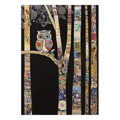 Image of Artistic Greeting Card (BA1476) Blank/Birthday Owl Birch Jewels Range Embossed and Foil Finish