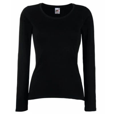 Image of Fruit of the Loom Women&#039;s Valueweight Long Sleeve T Shirt, Black, 16 (Manufacturer Size:X Large)