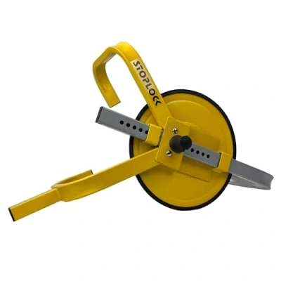 Image of Stoplock Wheel Clamp HG 400 00 Anti Theft Lock Device for Small Wheeled Cars Caravans Trailers With 13&quot; to 15&quot; Wheels , Yellow