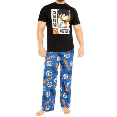 Image of Dragon Ball Z Pyjamas Goku Men’s Short Sleeve Mens PJs Black Small