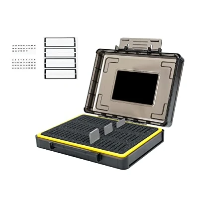 Image of 60Slots Rugged Memory Card Storage Case for CFexpress Type A, SD SDHC SDXC, Nintendo Switch (NS) Game Card, PSV PS Vita Cards Carrying Box Organizer Stackable Anti Slip Water Resistant