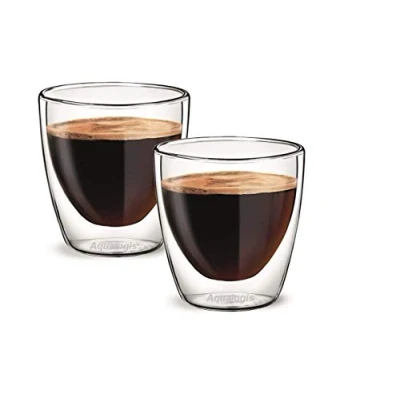 Image of Aqualogis Double Wall Thermo Insulated Glass Mug Espresso Coffee 80 ml, Set of 2