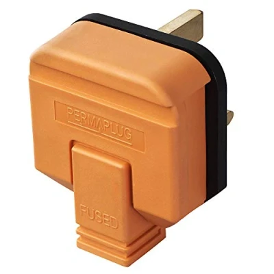 Image of Permaplug UK 3 Pin Mains Plug. 13 Amp Heavy Duty Black/Orange/White HDPT13B 01 (Orange)