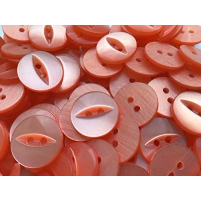 Image of Peach 49 Round Fish Eye buttons Size 26 (16 mm) x 50