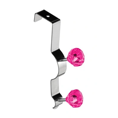 Image of Premier Housewares Diamante Double Over Door Hook Hot Pink