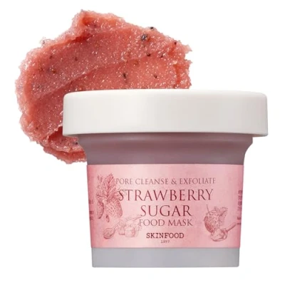 Image of SKINFOOD Mask Strawberry Sugar Wash Off Face Masks, Facial Pore Cleanser 120g (4.23 oz) Hydrating &amp; Nourishing, Clearing Exfoliator with BHA Sebum Shower