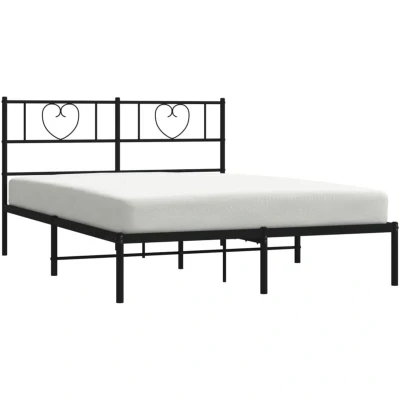 Image of vidaXL Metal Bed Frame without Mattress with Headboard Black 140x200cm