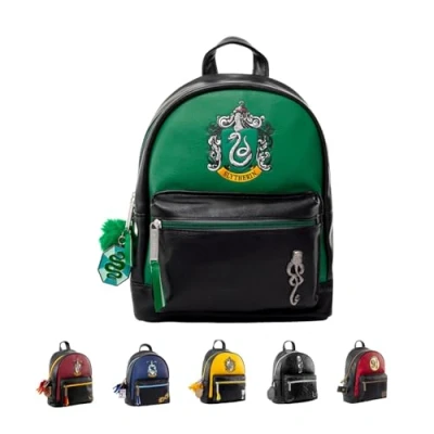 Image of Pyramid International HARRY POTTER (SLYTHERIN) Fashion Backpack Luxury Faux Leather, Unique Lining, Matching Zipper Accessory, Inner &amp; Outer Pockets, Sleek Stylish
