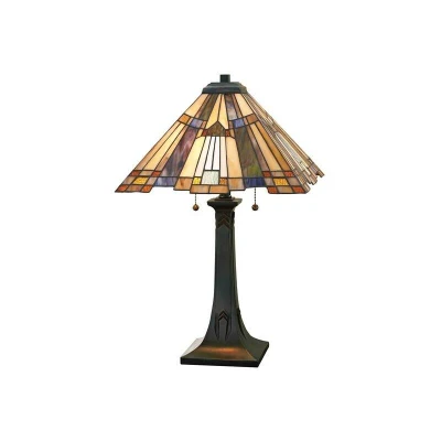 Image of Inglenook 2 Light Tiffany Table Lamp Bronze, E27