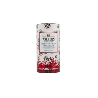 Image of Walker&#039;s Christmas Spiced Shortbread in Gifting Tube 200g (Pack of 1) Buttery with Warming Festive Hints Cinnamon and Nutmeg Holiday Biscuits A real Treat for