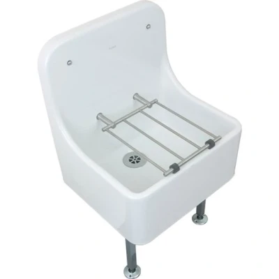 Image of Twyford Cleaners Sink High Back with Grating and Pad White FC1044WH