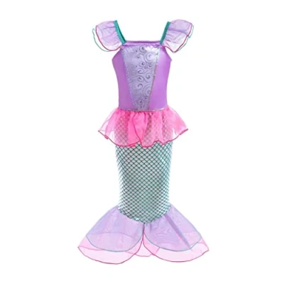 Image of Lito Angels Mermaid Princess Ariel Costumes Dresses Fancy Party Summer Dress Age 7 8 Years Hot Pink