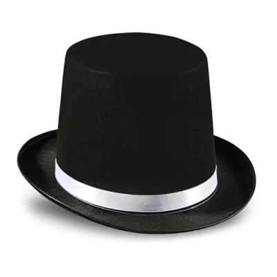 Image of Dress Up America Top Hats for Kids Black Magician Hat Unisex Formal Tuxedo Available in Red And Silver