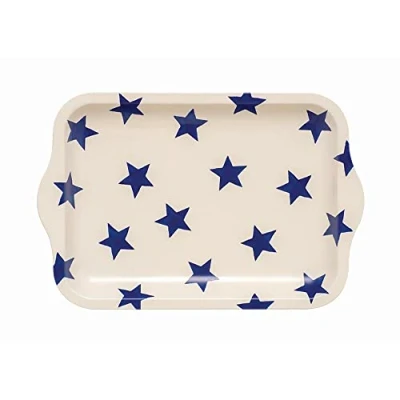Image of Emma Bridgewater Blue Stars Small Tin Tray 240 x 159 15 mm