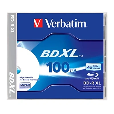 Image of Verbatim BDXL 100GB 4X White Inkjet Printable, Hub Printable 1pk Jewel Case, 43790