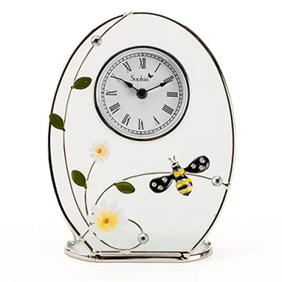 Image of widdop Sophia Mantel Wire &amp; Glass Bee Clock