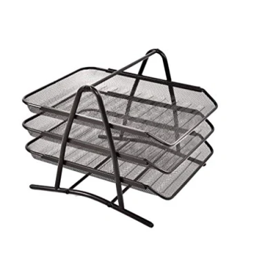 Image of Mesh Letter Tray 3 Tier Desk Filing Trays Holder A4 Document Paper Wire Storage Organiser