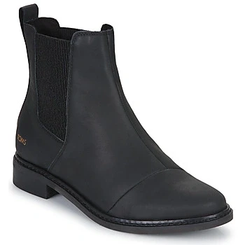 Image of TOMS Women&#039;s Charlie Chelsea Boot, Black Leather, 2.5 UK