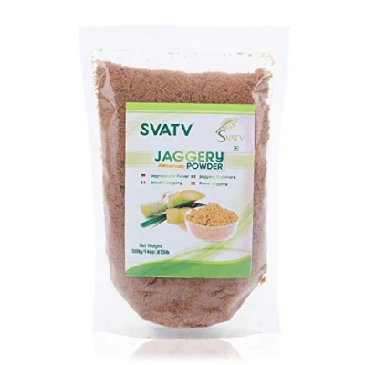 Image of SVTAV Jaggery Powder, Hand Crushed Gur Powder Natural Sweetener Brown Sugar Indian Cane Substitute No Preservatives Added Artificial Flavors 500g, 17.63oz