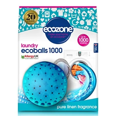 Image of EcoZone Ecoballs, Laundry Pods for Washing Machines, Re Usable Hypoallergenic Capsule with Pellets, Pure Linen Fragrance, Natural Vegan &amp; Eco Friendly, Refillable Detergent Alternative (1000 Washes)