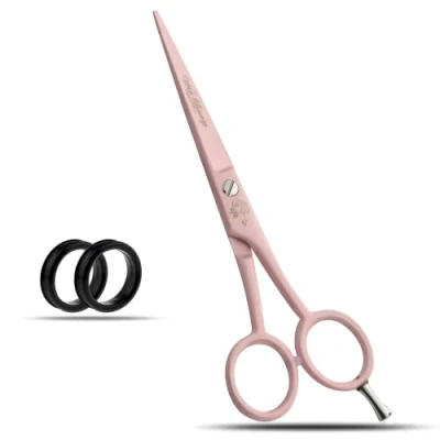 Image of wishbeauty Hairdressing Barber Hair Scissor for Professional Hairdressers Barbers Stainless Steel Cutting Shears Salon Barbers, Men, Women, Children and Adults (Pink 6&quot;)