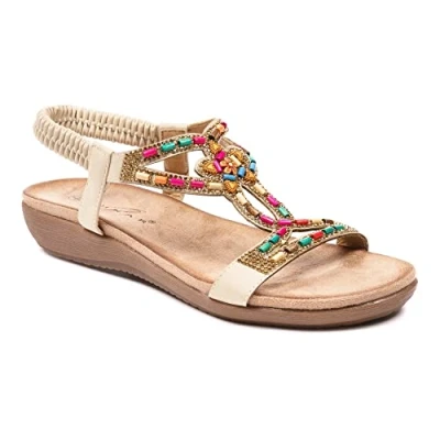 Image of Lunar Ladies Mariella Elasticated Slingback Sandals 7 UK Beige