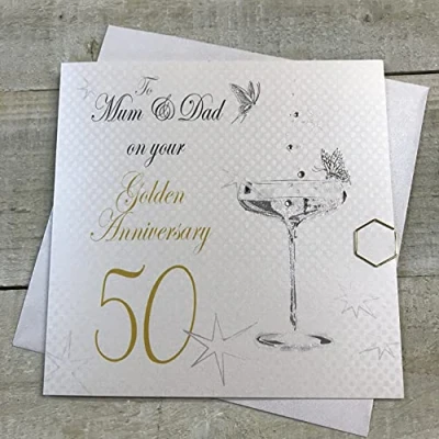 Image of White Cotton Cards To Mum and Dad on your Golden Handmade 50th Anniversary Card, BD150M