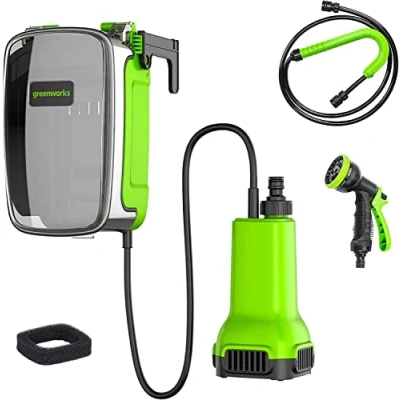 Image of Greenworks G24SWP Cordless Submersible Water Pump, 1800L/hour, 1/2&quot; Quick Coupler, 2m Hose WITHOUT 24V Battery &amp; Charger, 3 Year Guarantee