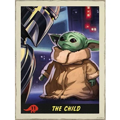 Image of Komar Star Wars Wall Picture Mandalorian The Child Trading Card Decoration Poster Art Print Size 30 x 40 cm WB SW 014 30x40