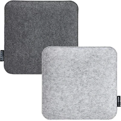 Image of DuneDesign 2 square Felt Cushions for chairs 35x35x3 cm warm reversible Grey