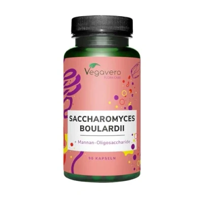 Image of Vegavero Saccharomyces Boulardii Prebiotic and Probiotic Supplements NO Additives 7 Billion CFU per Capsule 350 mg S. &amp; 150mg Cerevisiae Vegan